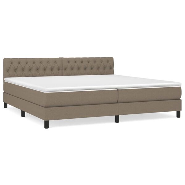 vidaXL Sommier &agrave; lattes de lit avec matelas Taupe 200x200 cm Tissu