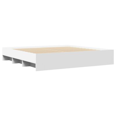 vidaXL Cadre de lit sans matelas blanc 200x200 cm bois d'ingénierie