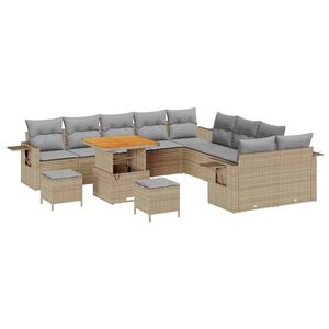 vidaXL Ensemble de canap&eacute; de jardin 13 pcs Beige polyrotin