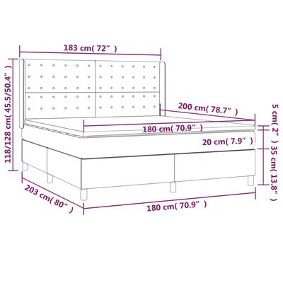 vidaXL Sommier à lattes de lit matelas et LED Marron foncé 180x200cm