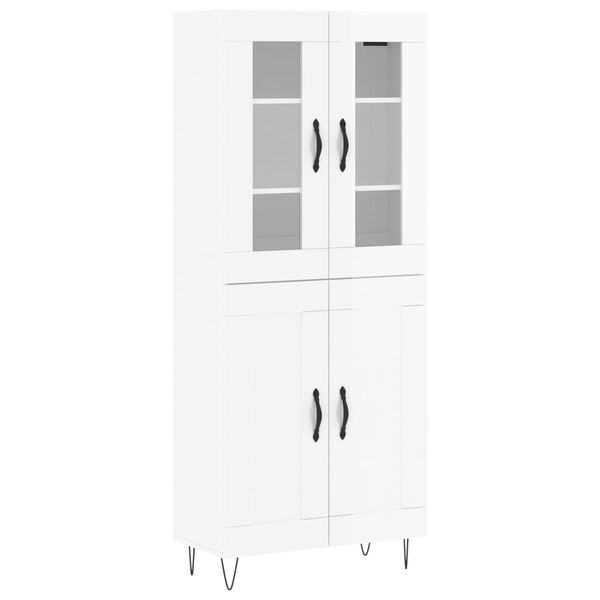 vidaXL Buffet haut Blanc brillant 69,5x34x180 cm Bois d'ing&eacute;nierie