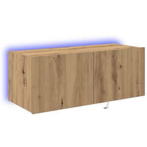 vidaXL Meuble TV mural Montage mural Ch&ecirc;ne artisanal 80 x 35 x 31 cm