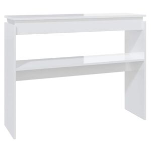 vidaXL Table console blanc brillant 102x30x80 cm bois d'ing&eacute;nierie