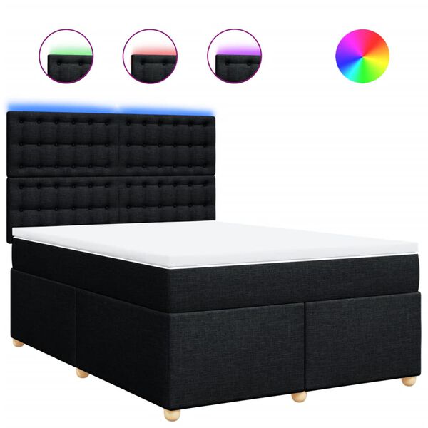 vidaXL Sommier &agrave; lattes de lit avec matelas Noir 140x190 cm Tissu