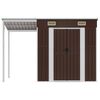 vidaXL Abri de jardin avec toit prolong&eacute; marron 277x107x181 cm acier