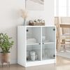 vidaXL Armoire lat&eacute;rale avec portes en verre blanc 68x37x75,5 cm