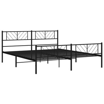 vidaXL Cadre de lit métal sans matelas avec pied de lit noir 193x203cm