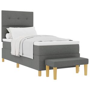 vidaXL Lit &agrave; ressorts avec matelas Gris fonc&eacute; 80 x 200 cm tissu