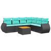 vidaXL Ensemble de canap&eacute; de jardin 7 pcs avec coussins noir r&eacute;sine tress&eacute;e