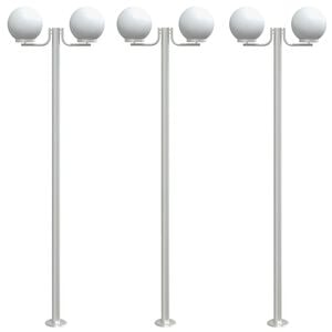 vidaXL Lampadaires d'ext&eacute;rieur 3 pcs argent&eacute; 215 cm acier inoxydable