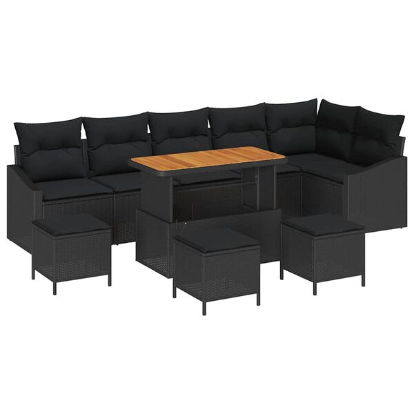 vidaXL Ensemble de canap&eacute; de jardin 10 pcs Noir Poly rotin