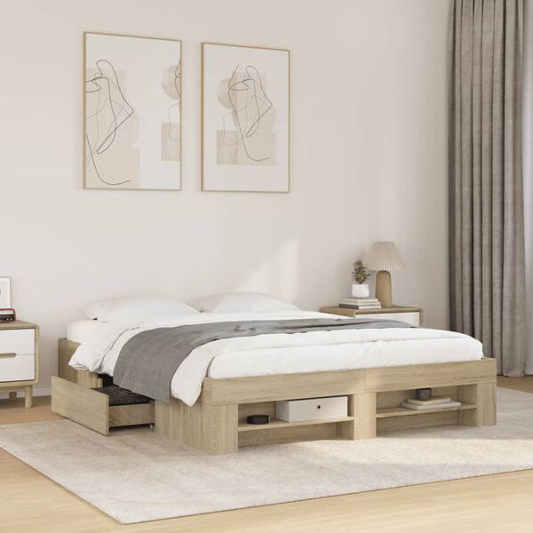 vidaXL Cadre de lit sans matelas chêne sonoma 160x200 cm