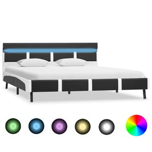 vidaXL Cadre de lit avec LED Gris Similicuir 160 x 200 cm