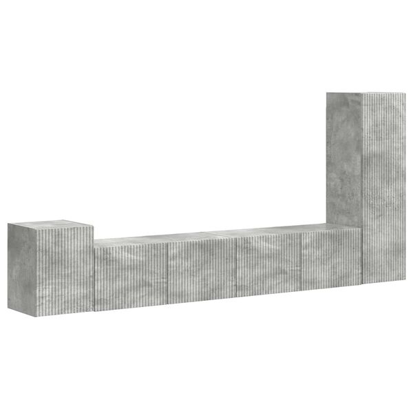 vidaXL Ensemble meuble TV 3 pcs Gris b&eacute;ton Bois d'ing&eacute;nierie