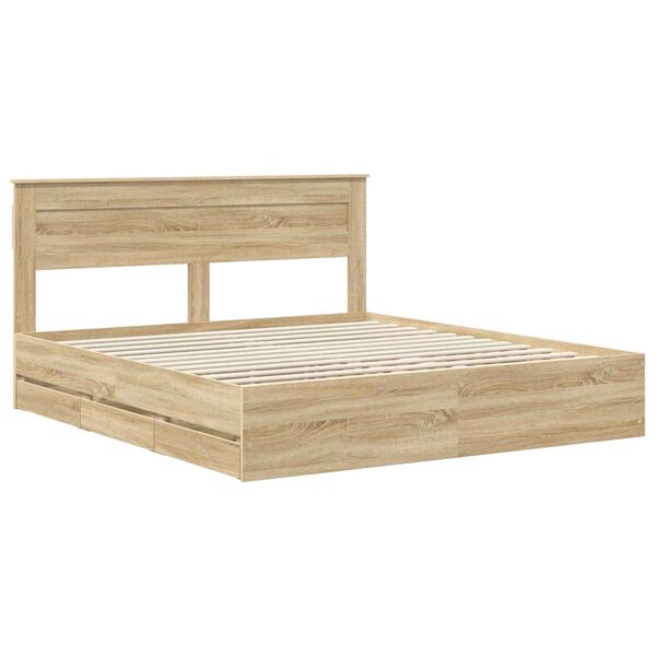 vidaXL Cadre de lit Ch&ecirc;ne Sonoma 180 x 200 cm Bois Ing&eacute;nierie