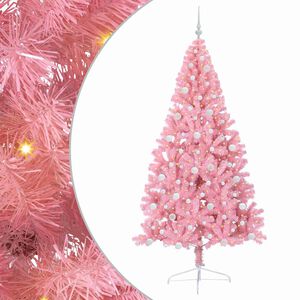 vidaXL Sapin de No&euml;l artificiel pr&eacute;-&eacute;clair&eacute; Rose 240 cm PVC