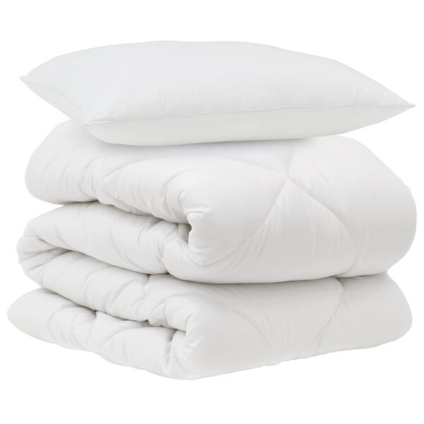 vidaXL Couette avec oreiller 2 pcs Blanc Microfibre