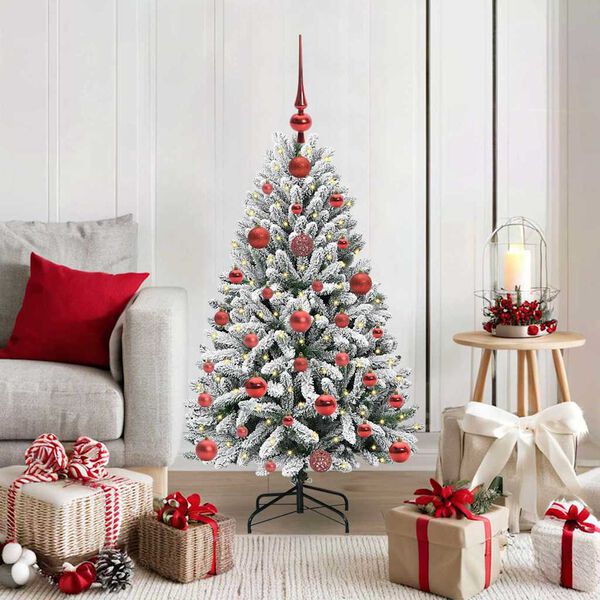 vidaXL Sapin de No&euml;l artificiel Vert et blanc 120 cm PVC et m&eacute;tal