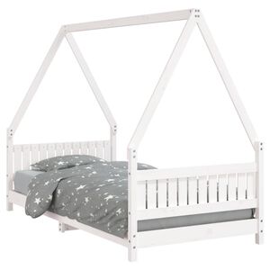 vidaXL Cadre de lit pour enfants blanc 90x190 cm bois de pin massif