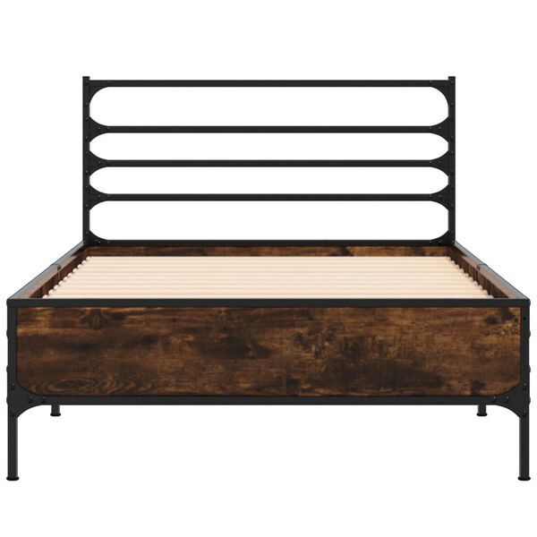 vidaXL Cadre de lit sans matelas ch&ecirc;ne fum&eacute; 90x190 cm