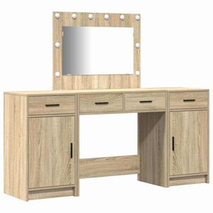 vidaXL Table de Toilette avec tiroir 3 pcs Marron Bois d'ing&eacute;nierie