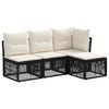 vidaXL Ensemble de canap&eacute; de jardin 4 pcs Noir polyrotin