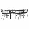vidaXL Ensemble &agrave; manger de jardin et coussins 5 pcs noir rotin verre