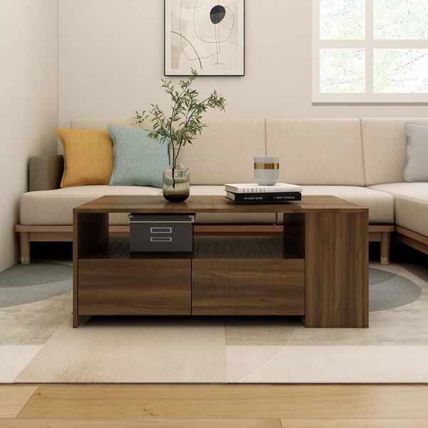 vidaXL Table basse ch&ecirc;ne marron 102x55x42 cm bois d'ing&eacute;nierie