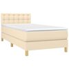 vidaXL Sommier &agrave; lattes de lit avec matelas LED Cr&egrave;me 90x190 cm Tissu
