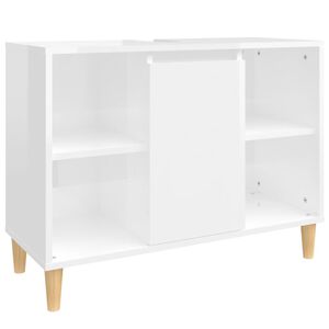 vidaXL Meuble d'&eacute;vier blanc brillant 80x33x60 cm bois d'ing&eacute;nierie