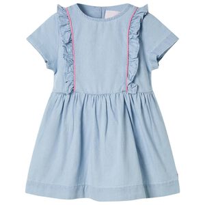 Robe pour enfants &agrave; volants bleu doux 92