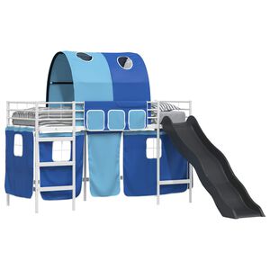 vidaXL Lit mezzanine pour enfants Blanc et Bleu 74,5 x 190 cm M&eacute;tал