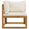 vidaXL Salon de jardin 4 pcs avec coussin Cr&egrave;me Bois d'acacia solide