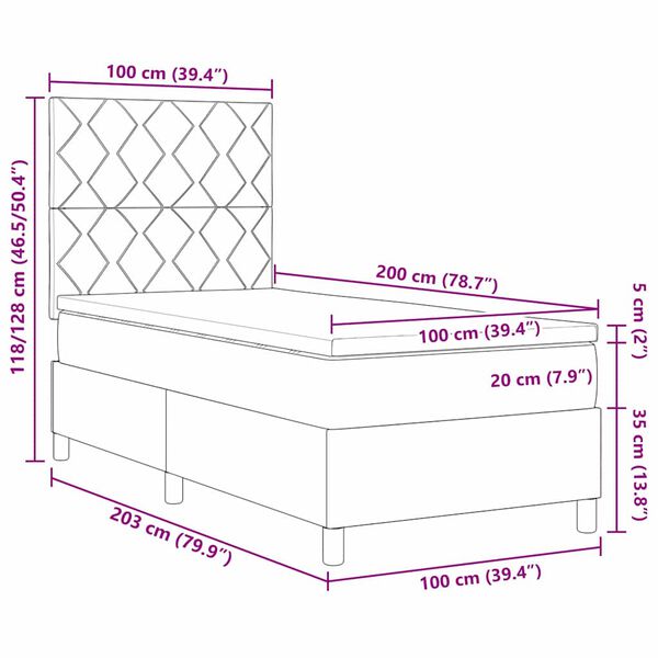 vidaXL Lit &agrave; ressorts avec matelas Bleu 100 x 200 cm tissu