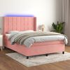 vidaXL Sommier &agrave; lattes de lit matelas et LED Rose 140x200 cm Velours