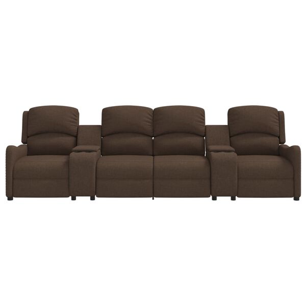 vidaXL Fauteuil inclinable avec porte-gobelets 4 places Marron Tissu
