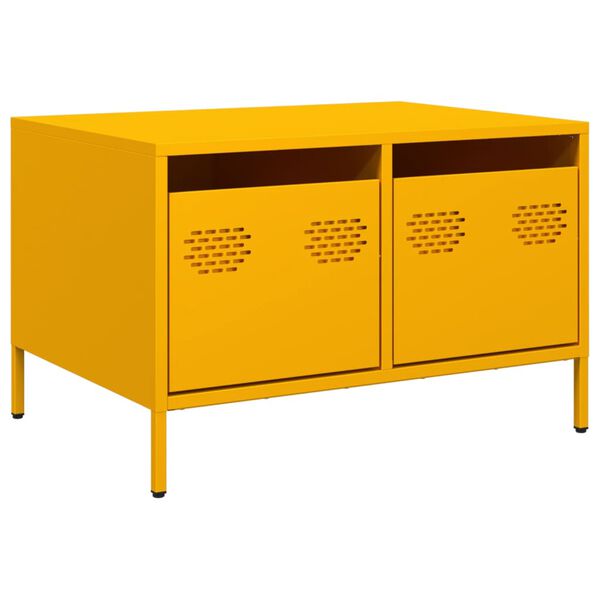 vidaXL Meuble TV jaune moutarde 68x50x43,5 cm acier laminé à froid