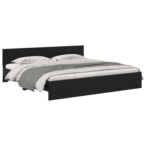vidaXL Cadre de lit Ch&ecirc;ne noir 200 x 200 cm Bois d'ing&eacute;nierie