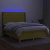 vidaXL Sommier &agrave; lattes de lit matelas et LED Vert 140x200 cm Tissu