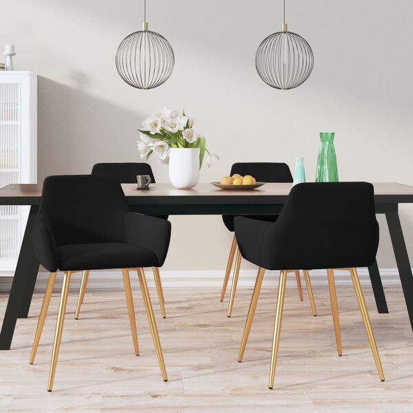 vidaXL Chaises &agrave; manger lot de 4 Noir Velours