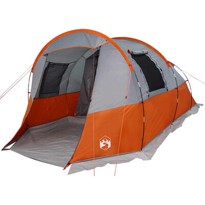 vidaXL Tente de camping tunnel 4 personnes gris et orange imperméable