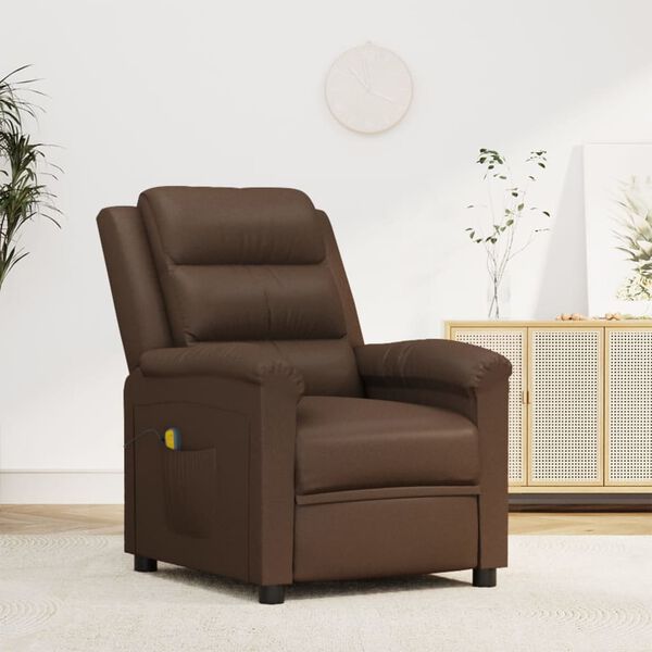 vidaXL Fauteuil de massage Marron Similicuir