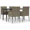 vidaXL Ensemble &agrave; manger de jardin coussins 5 pcs noir et gris