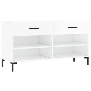 vidaXL Banc &agrave; chaussures blanc brillant 102x35x55 cm bois d'ing&eacute;nierie