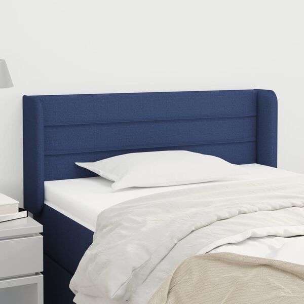 vidaXL T&ecirc;te de lit avec oreilles Bleu 93x16x78/88 cm Tissu