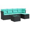 vidaXL Salon de jardin 6 pcs avec coussins noir r&eacute;sine tress&eacute;e