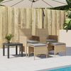 vidaXL Canap&eacute; de jardin 2 places avec table et tabourets beige rotin