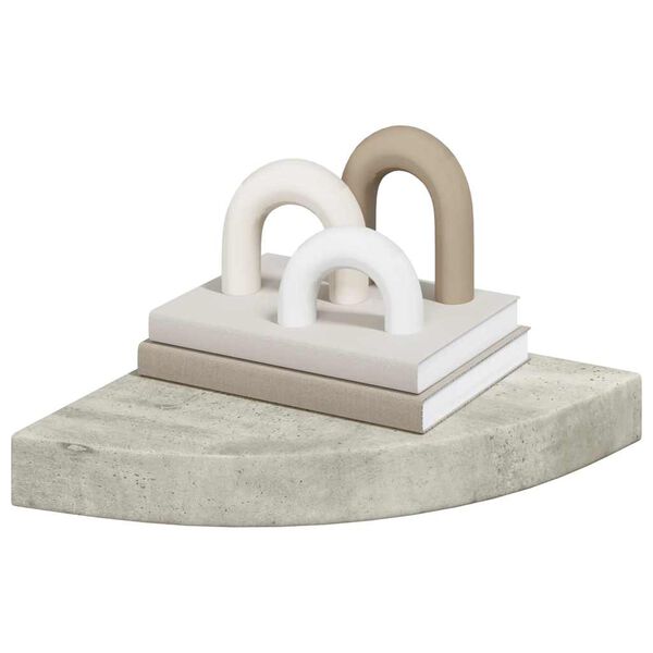vidaXL &Eacute;tag&egrave;res d'angle murales 2 pcs Gris b&eacute;ton 25x25x3,8 cm MDF