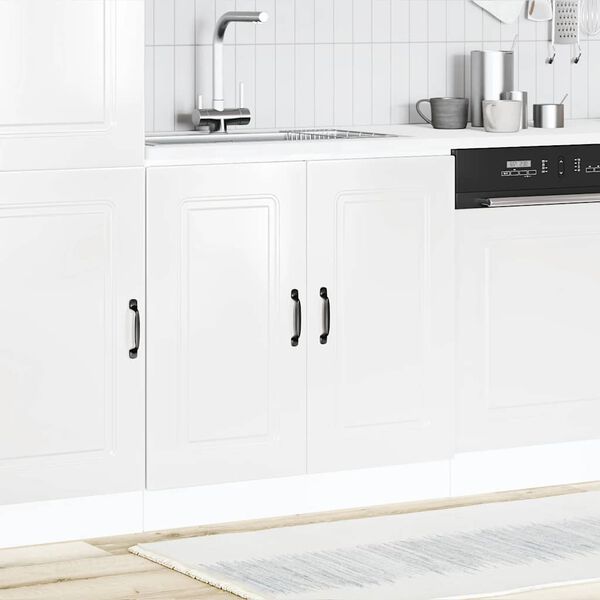 vidaXL Meuble bas pour &eacute;vier Kalmar blanc brillant 80x46x81,5 cm