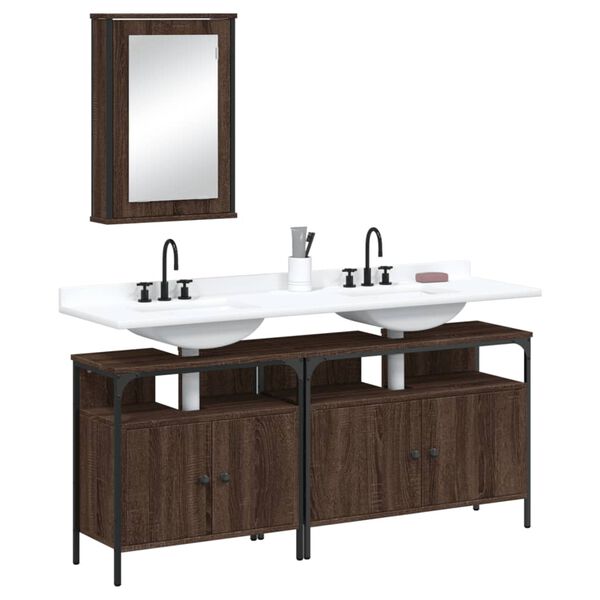 vidaXL Ensemble de meubles de salle de bain 3 pcs Ch&ecirc;ne marron